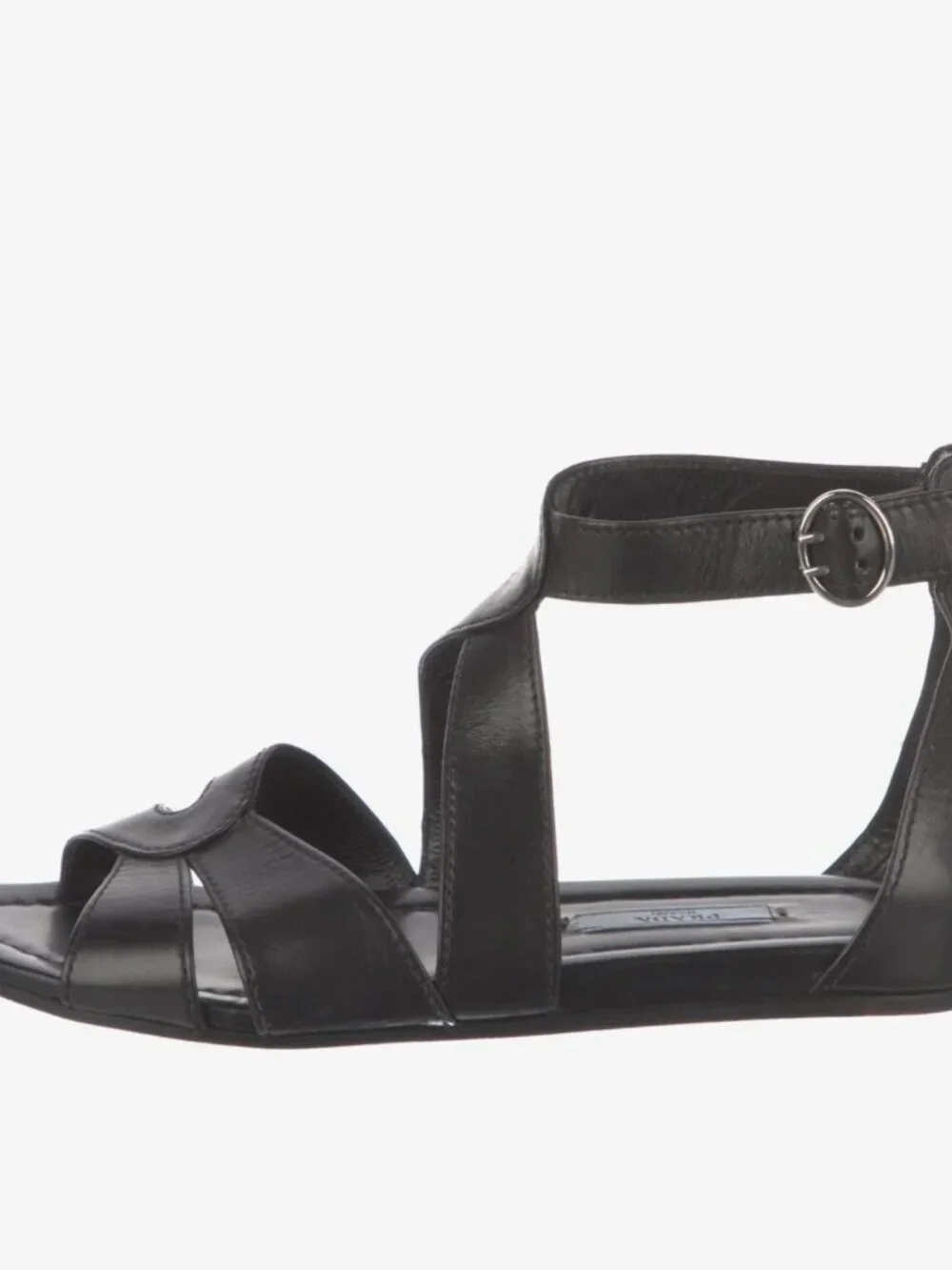Prada Milano Black Leather Strappy Sandals (authenticated)